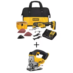 Coupon 🛒 Power Multi Tools DEWALT 20-Volt MAX XR Cordless Brushless 3-Speed Oscillating Multi-Tool With (1) 20-Volt 2.0Ah Battery & Jigsaw ✔️