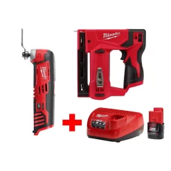 Hot Sale 😀 Power Multi Tools Milwaukee M12 12-Volt Lithium-Ion Cordless 3/8 In. Crown Stapler And Multi-Tool Combo Kit With (1) 2.0Ah Battery And Charger 🤩