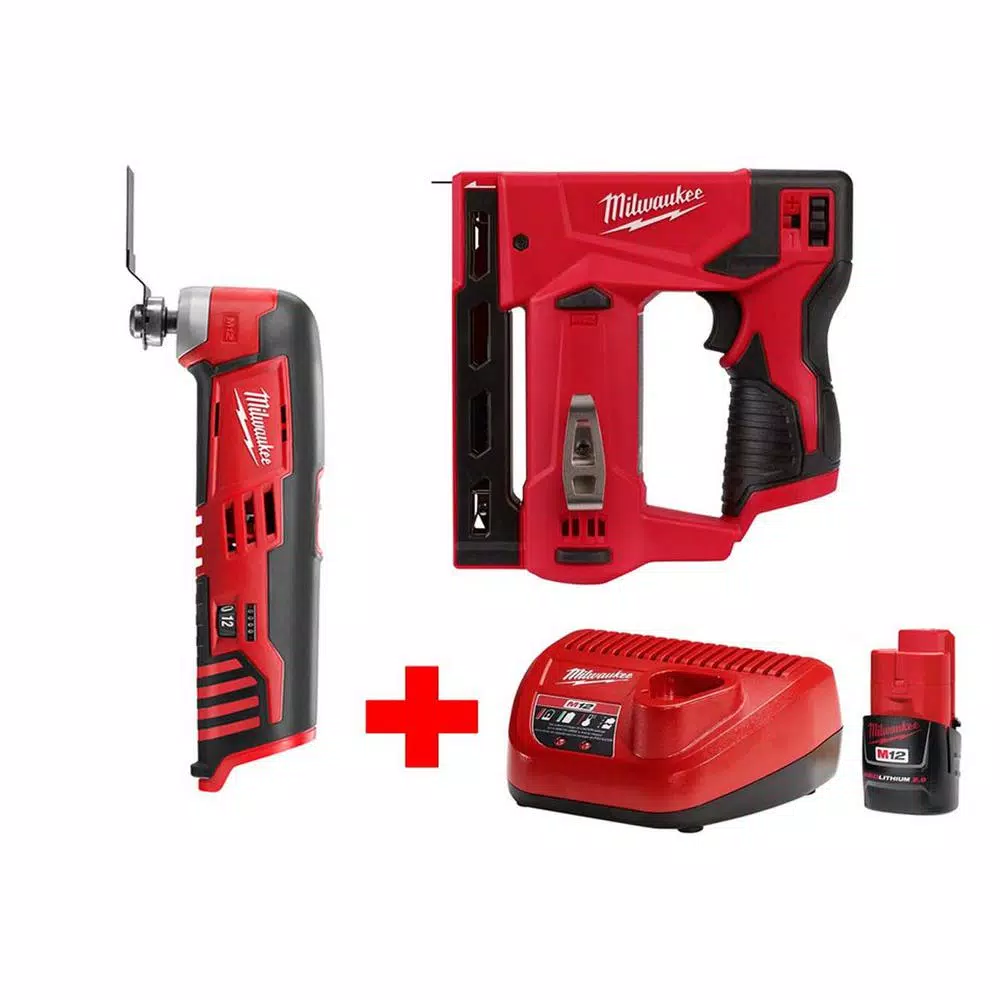 Hot Sale 😀 Power Multi Tools Milwaukee M12 12-Volt Lithium-Ion Cordless 3/8 In. Crown Stapler And Multi-Tool Combo Kit With (1) 2.0Ah Battery And Charger 🤩 1 Hot Sale 😀 Power Multi Tools Milwaukee M12 12-Volt Lithium-Ion Cordless 3/8 In. Crown Stapler And Multi-Tool Combo Kit With (1) 2.0Ah Battery And Charger 🤩