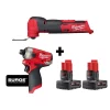 Hot Sale 👏 Power Multi Tools Milwaukee M12 FUEL 12-Volt Lithium-Ion Cordless Oscillating Multi-Tool And Impact Driver With Two 3.0 Ah Batteries 😍