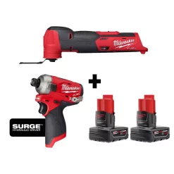 Hot Sale 👏 Power Multi Tools Milwaukee M12 FUEL 12-Volt Lithium-Ion Cordless Oscillating Multi-Tool And Impact Driver With Two 3.0 Ah Batteries 😍