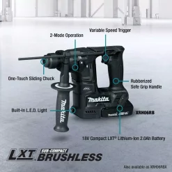Promo 💯 Power Multi Tools Makita 18V LXT Sub-Compact Brushless Cordless 11/16 In. Rotary 🔨 Hammer Kit, Accepts SDS-PLUS Bits, 65 Pc. Accessory Set (2.0 Ah) 🌟 -metalworking-tools Sales Store unnamed file 1435