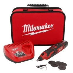 Best Sale ✨ Power Multi Tools Milwaukee M12 12-Volt Lithium-Ion Cordless Rotary Tool Kit W/(1) 1.5Ah Battery, Charger, Tool Bag ⌛