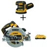 Best Sale 😍 Sanders DEWALT 20-Volt MAX XR Cordless Brushless 5 In. Random Orbital Sander With 7-1/4 In. Circular Saw & (1) 20-Volt Battery 4.0Ah ⭐