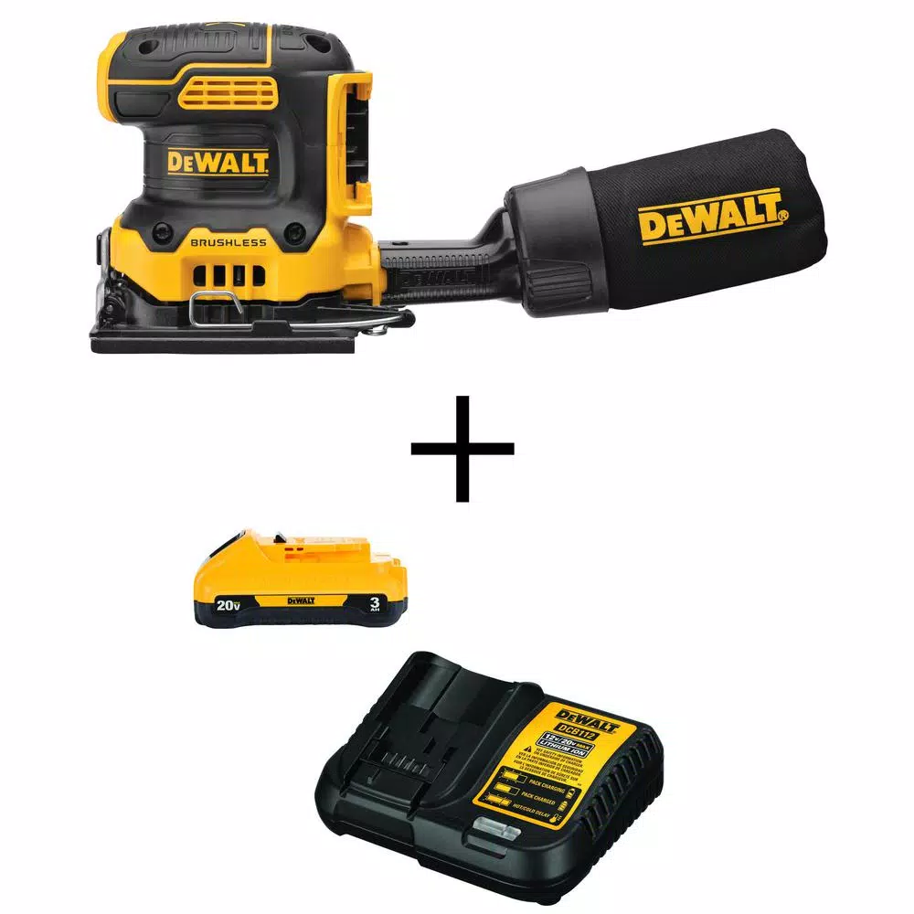 Discount 🔥 Sanders DEWALT 20-Volt MAX XR Cordless Brushless 1/4 Sheet Variable Speed Sander With (1) 20-Volt Battery 3.0Ah & Charger 🌟 1 Discount 🔥 Sanders DEWALT 20-Volt MAX XR Cordless Brushless 1/4 Sheet Variable Speed Sander With (1) 20-Volt Battery 3.0Ah & Charger 🌟
