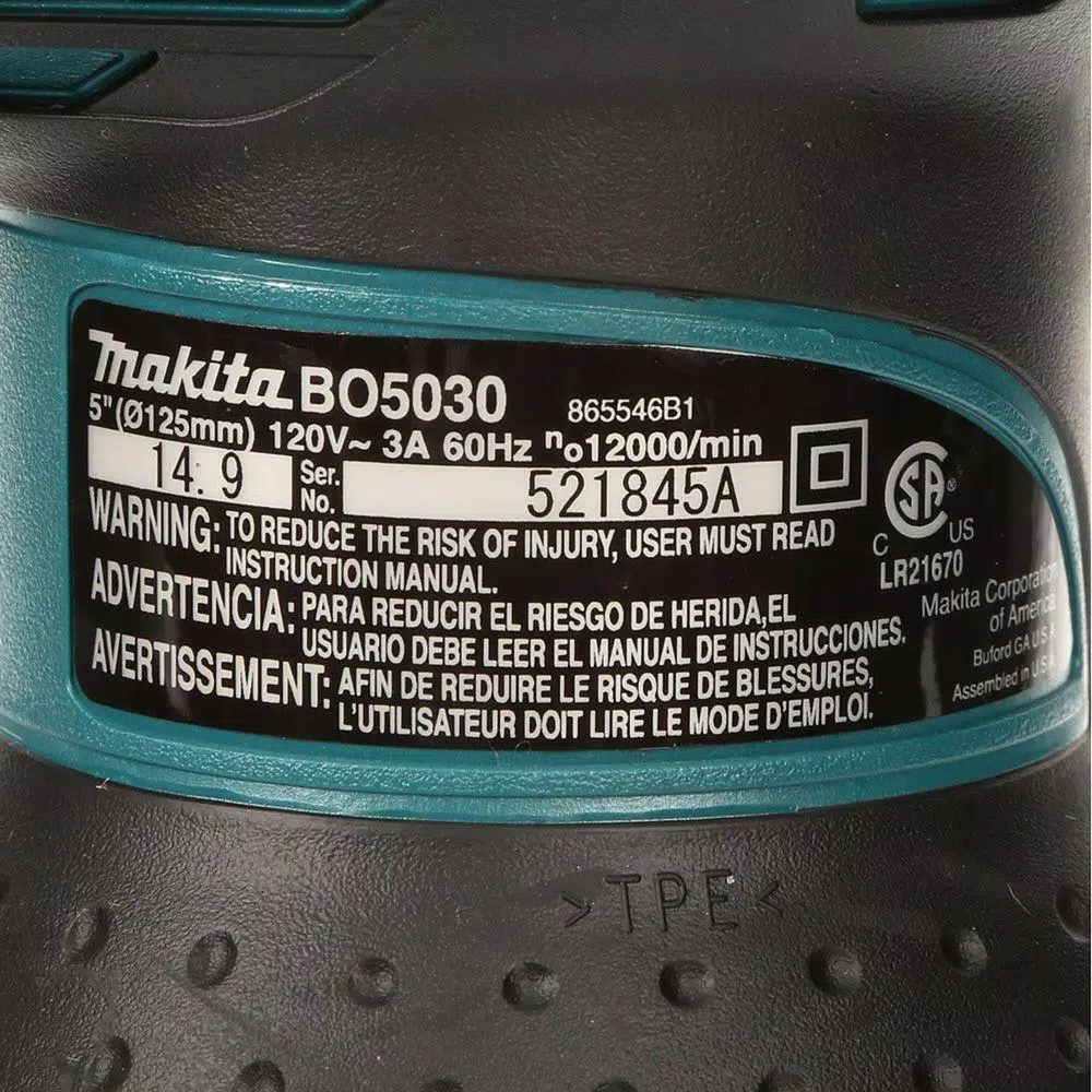 Wholesale ๐ Sanders Makita 3 Amp 5 In. Corded Palm Grip Random Orbital Sander With Dust Bag, Hard Case ๐งจ 5 Wholesale ๐ Sanders Makita 3 Amp 5 In. Corded Palm Grip Random Orbital Sander With Dust Bag, Hard Case ๐งจ - Image 5