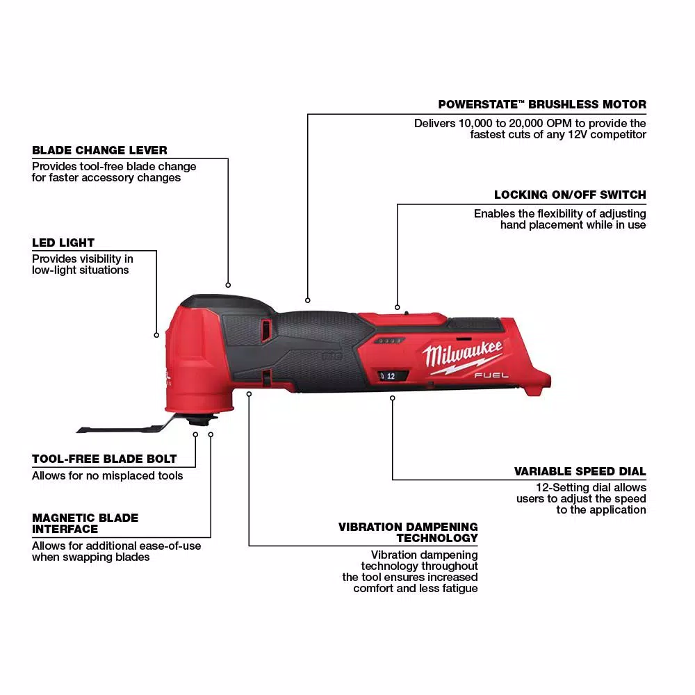 Flash Sale 🎉 Power Multi Tools Milwaukee M12 FUEL 12-Volt Lithium-Ion Cordless Oscillating Multi-Tool With M12 2.0Ah Battery ✨ 3 Flash Sale 🎉 Power Multi Tools Milwaukee M12 FUEL 12-Volt Lithium-Ion Cordless Oscillating Multi-Tool With M12 2.0Ah Battery ✨ - Image 3