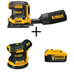 Best deal 😍 Sanders DEWALT 20-Volt MAX XR Cordless Brushless 1/4 Sheet Sander With 5 In. Random Orbital Sander & (1) 20-Volt Battery 5.0Ah 🛒