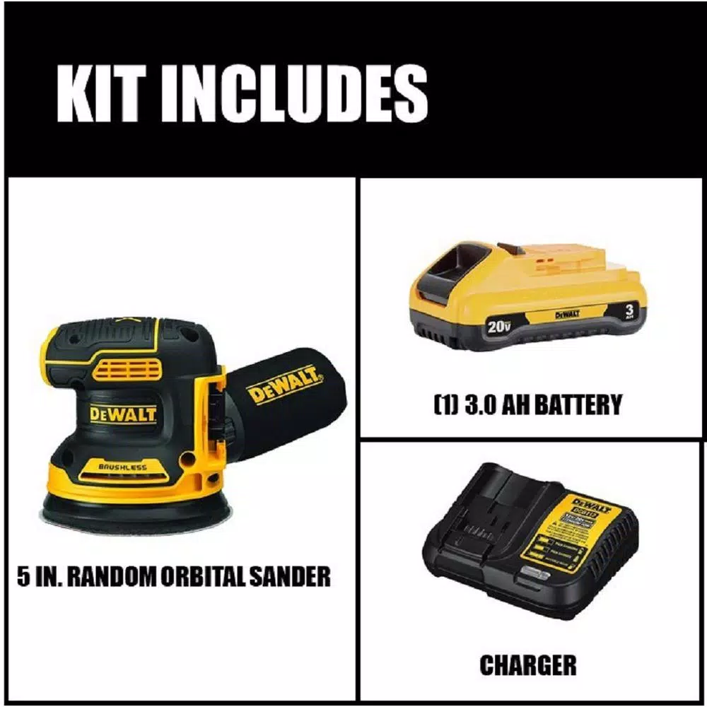 Deals 😉 Sanders DEWALT 20-Volt MAX XR Cordless Brushless 5 In. Random Orbital Sander With (1) 20-Volt Battery 3.0Ah & Charger ✨ 2 Deals 😉 Sanders DEWALT 20-Volt MAX XR Cordless Brushless 5 In. Random Orbital Sander With (1) 20-Volt Battery 3.0Ah & Charger ✨ - Image 2