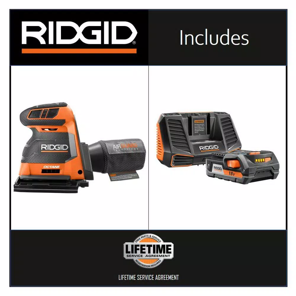 Cheap 🥰 Sanders RIDGID 18-Volt OCTANE Cordless Brushless 3-Speed 1/4 Sheet Sander With 18-Volt 2.0 Ah Lithium-Ion Battery And Charger Kit 👍 2 Cheap 🥰 Sanders RIDGID 18-Volt OCTANE Cordless Brushless 3-Speed 1/4 Sheet Sander With 18-Volt 2.0 Ah Lithium-Ion Battery And Charger Kit 👍 - Image 2