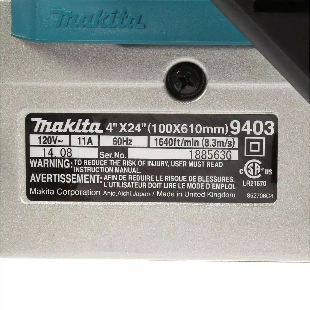 Outlet 🌟 Sanders Makita 11 Amp 4 In. X 24 In. Corded Belt Sander With Abrasive Belt, 80G Belt And Dust Bag ⭐ 5 Outlet 🌟 Sanders Makita 11 Amp 4 In. X 24 In. Corded Belt Sander With Abrasive Belt, 80G Belt And Dust Bag ⭐ - Image 5
