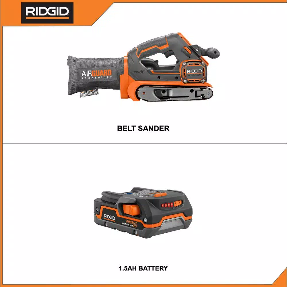 Outlet 🎁 Sanders RIDGID 18-Volt Cordless Brushless 3 In. X 18 In. Belt Sander With 1.5 Ah Lithium-Ion Battery 🔔 2 Outlet 🎁 Sanders RIDGID 18-Volt Cordless Brushless 3 In. X 18 In. Belt Sander With 1.5 Ah Lithium-Ion Battery 🔔 - Image 2