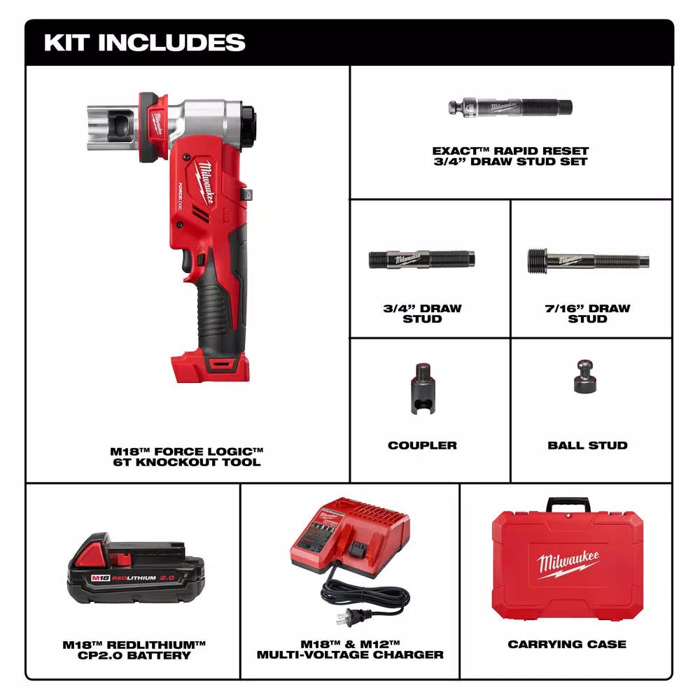 Top 10 ๐ Metalworking Tools Milwaukee M18 18-Volt Lithium-Ion Cordless FORCE LOGIC 6 Ton Knockout Tool Kit W/(1) 2.0Ah Battery And Accessories ๐งจ 2 Top 10 ๐ Metalworking Tools Milwaukee M18 18-Volt Lithium-Ion Cordless FORCE LOGIC 6 Ton Knockout Tool Kit W/(1) 2.0Ah Battery And Accessories ๐งจ - Image 2