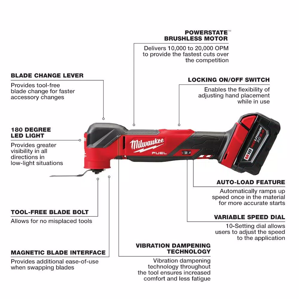 Deals 👏 Power Multi Tools Milwaukee M18 FUEL 18-Volt Lithium-Ion Cordless Brushless Oscillating Multi-Tool Kit With One 5.0 Ah Battery, Charger And Tool Bag 😉 3 Deals 👏 Power Multi Tools Milwaukee M18 FUEL 18-Volt Lithium-Ion Cordless Brushless Oscillating Multi-Tool Kit With One 5.0 Ah Battery, Charger And Tool Bag 😉 - Image 3